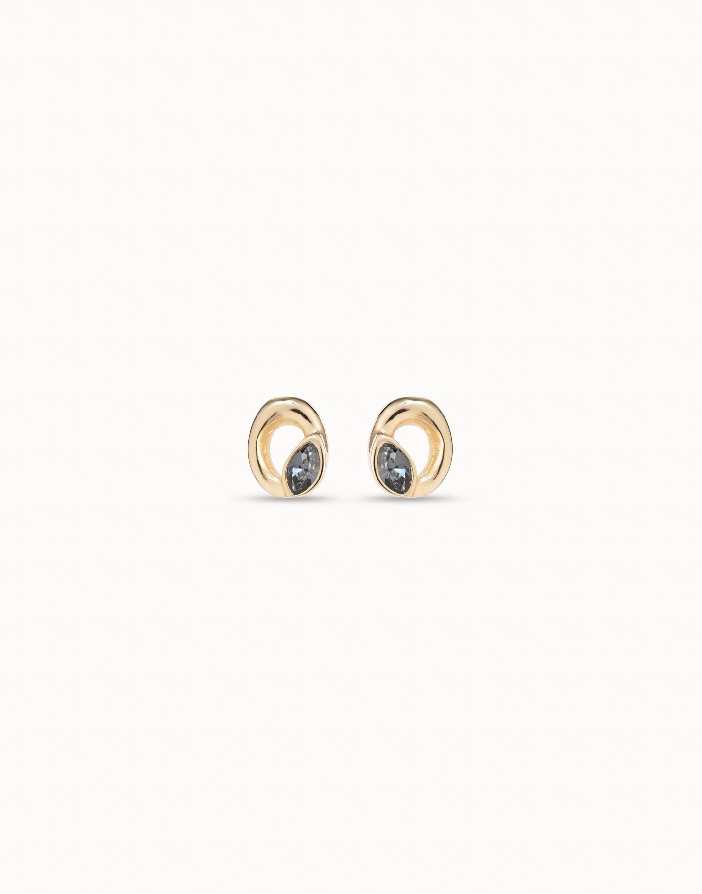 STUD OVAL EARRINGS WITH LIGHT GREY CRYSTAL