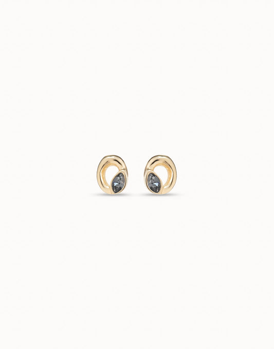 Stud oval earrings with light grey crystal