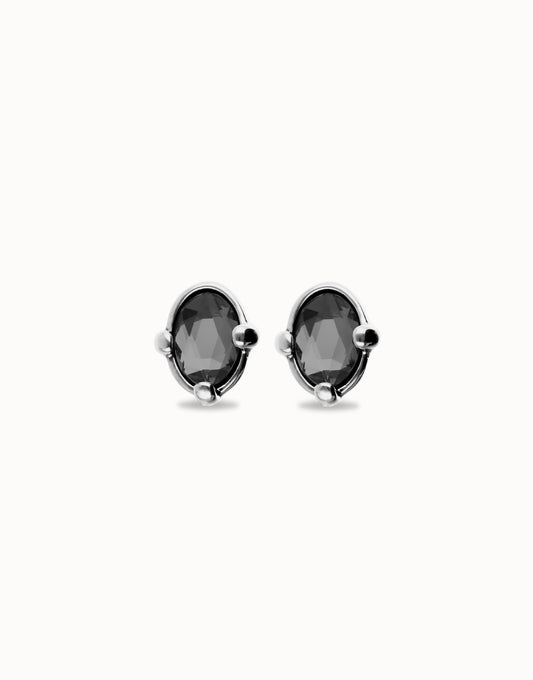 Studs with black oval faceted crystals