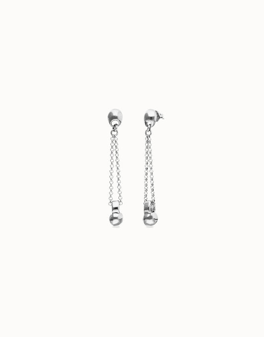 Drop earrings with long chain and sphere