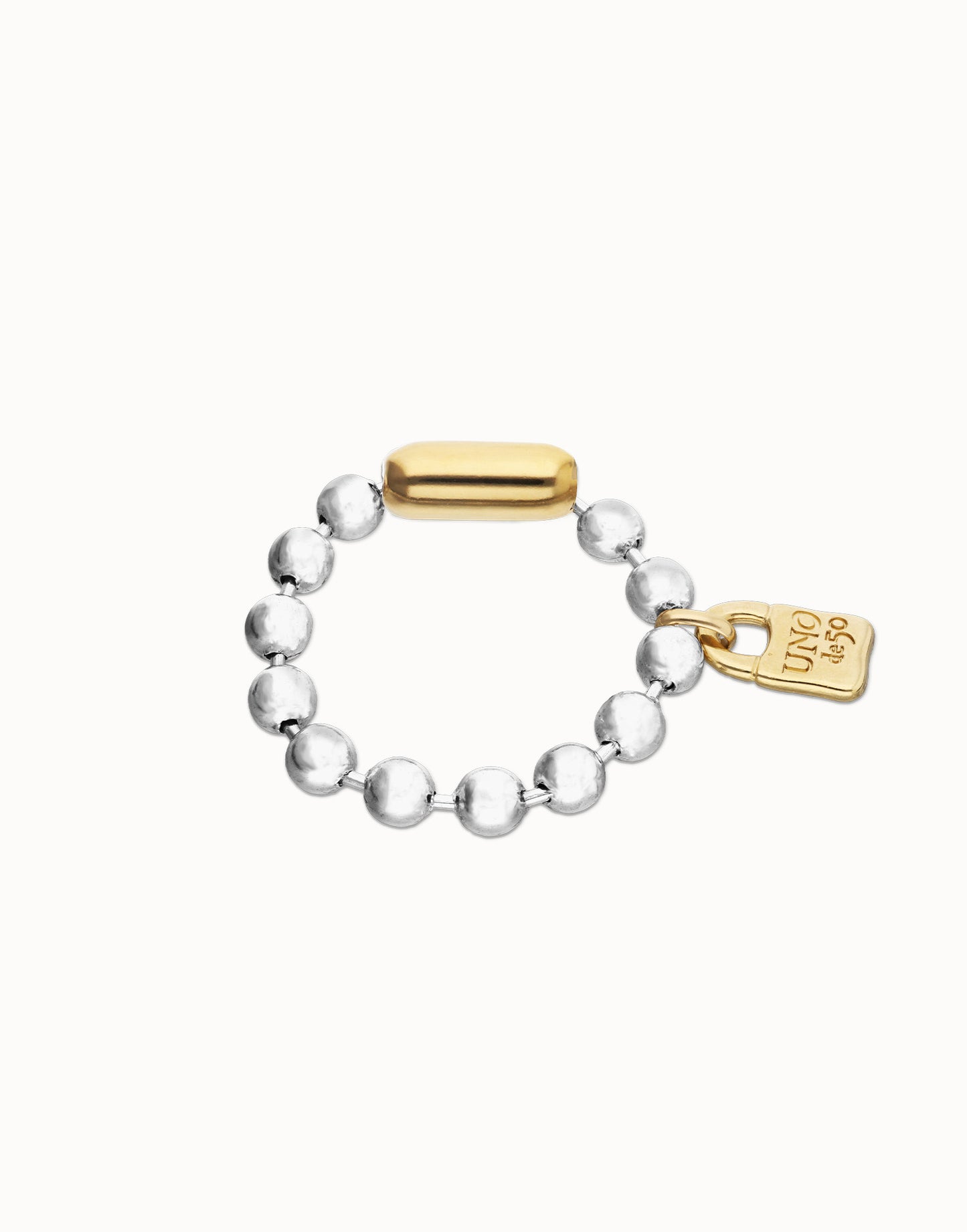 Beaded bracelet with a 18k plated padlock charm