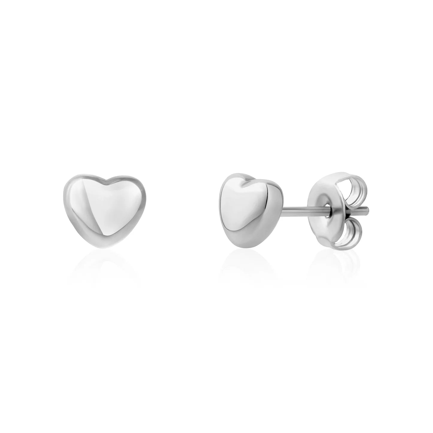 POLISHED HEART STUD EARRINGS