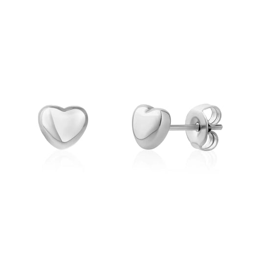 POLISHED HEART STUD EARRINGS