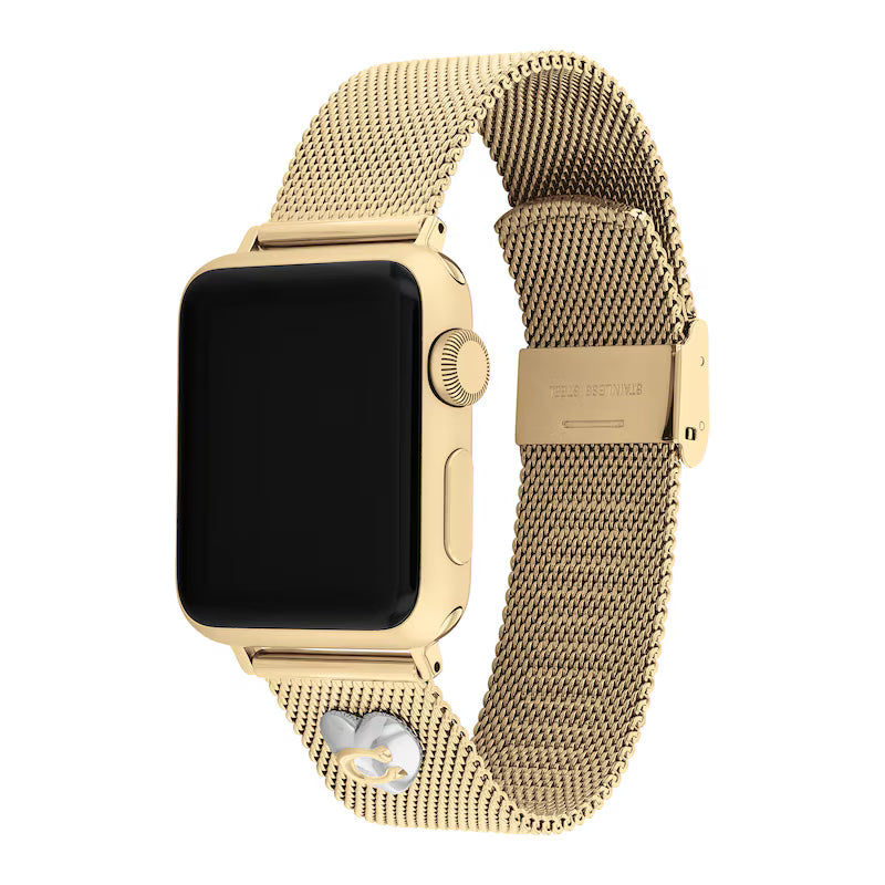 COACH APPLE STRAPS GOLD-TONE MESH INTERCHANGEABLE REPLACEMENT BAND SMART WATCH ATTACHMENT