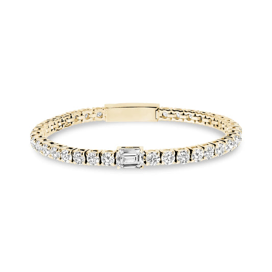 EMERALD & ROUND CUT TENNIS BRACELET (4.3MM)