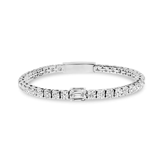 EMERALD & ROUND CUT TENNIS BRACELET (4.3MM)
