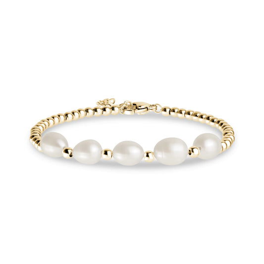 STEEL BEADS & PEARLS BRACELET