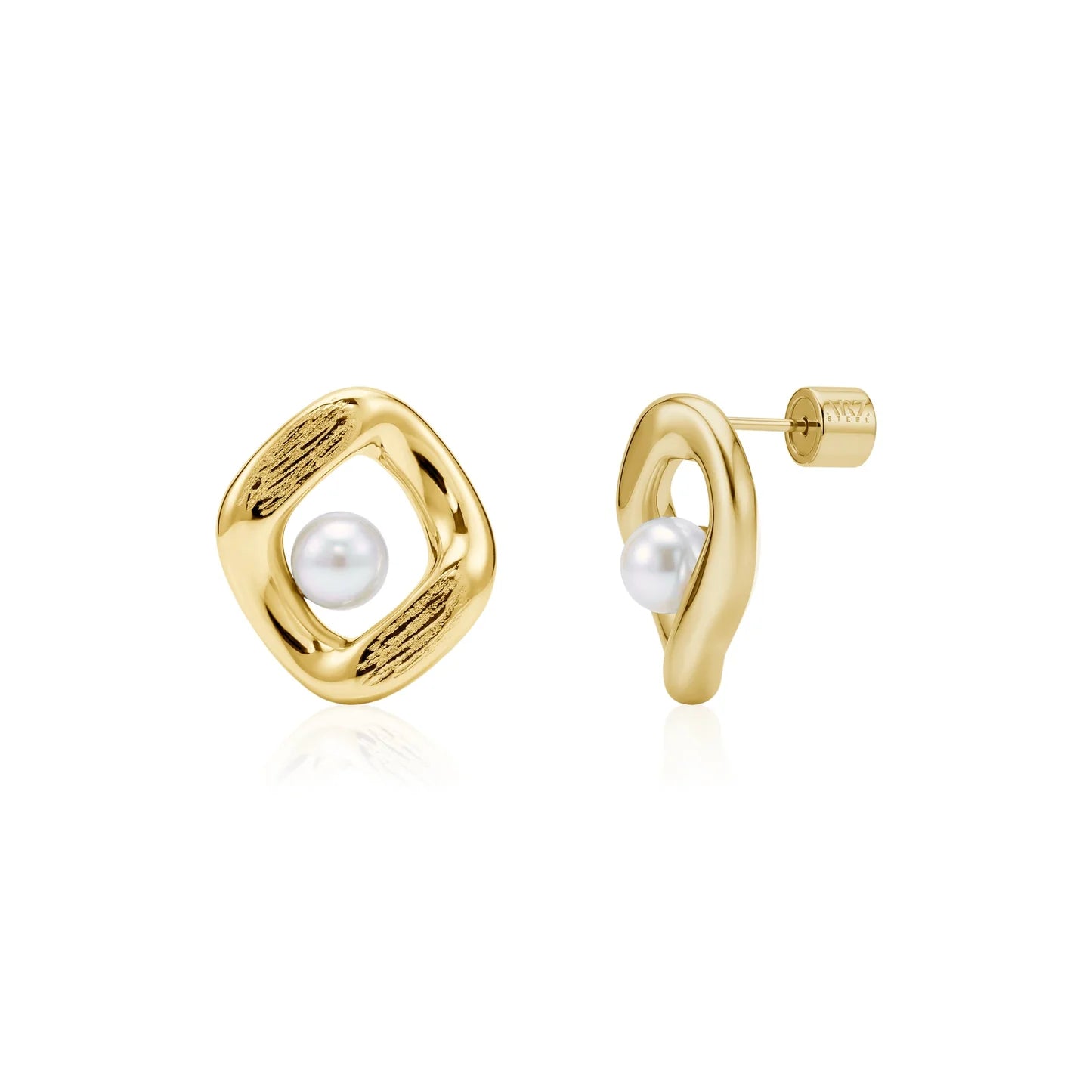 PEARL HALO STUD EARRINGS