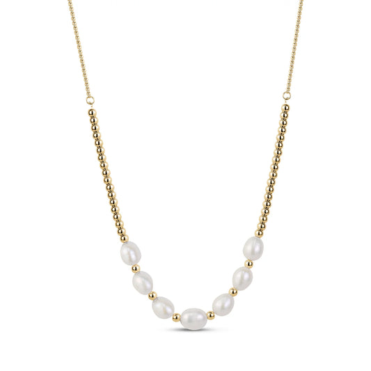 STEEL BEADS & PEARLS NECKLACE
