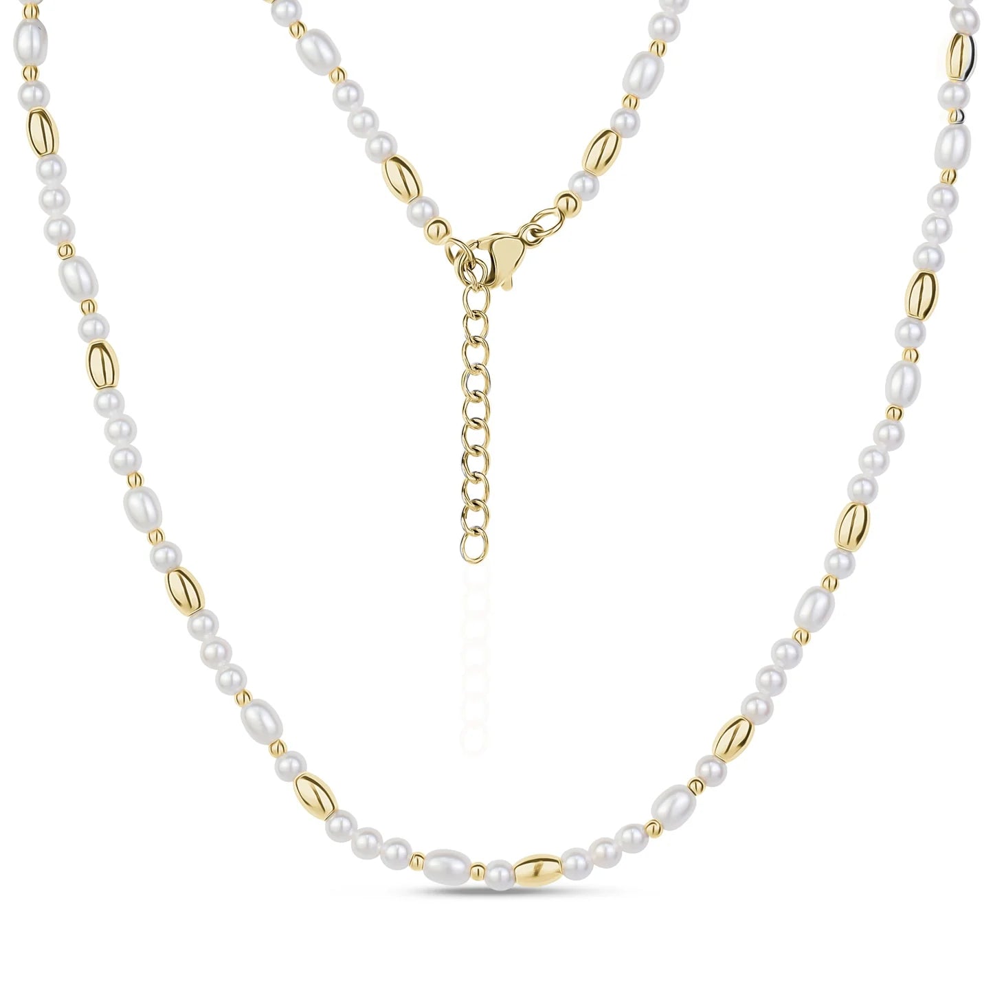 SHELL PEARL AND GOLD BEAD NECKLACE