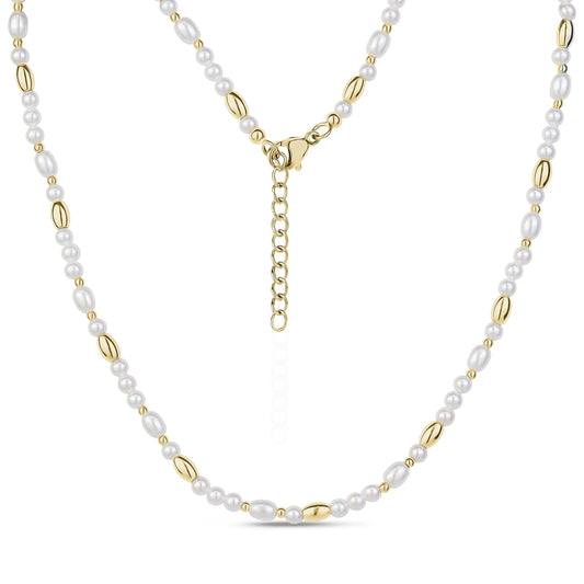 SHELL PEARL AND GOLD BEAD NECKLACE