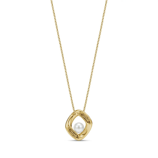 TEXTURED HALO PEARL PENDANT