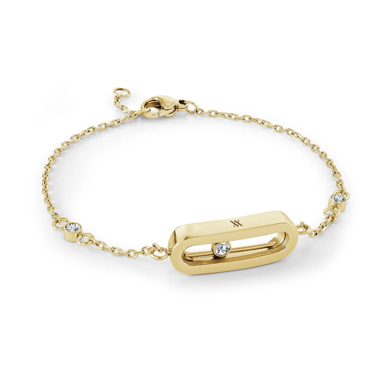 SINGLE CZ GOLD SLIDER BRACELET