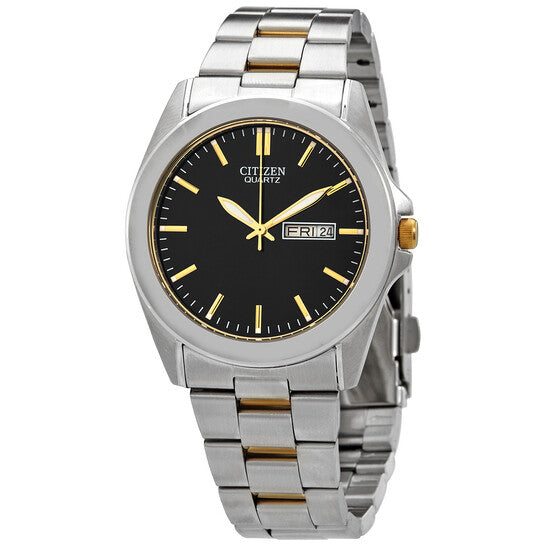 Quartz Black Dial Two-tone Men's Watch