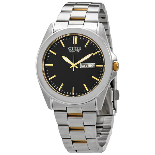 Quartz Black Dial Two-tone Men's Watch
