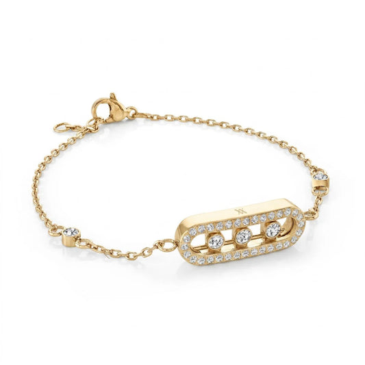 TRIPLE CZ SLIDER GOLD BRACELET WITH STONES